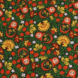 Russian Matryoshka doll and Flowers! 1 Yard Medium Thickness Plain Cotton Fabric, Fabric by Yard, Yardage Cotton Fabrics for Clothes Crafts