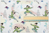 Cartoon Mulan Practising Kongfu! 1 Meter Plain Cotton Fabric by Yard, Yardage Cotton Fabrics for Style Craft Bags