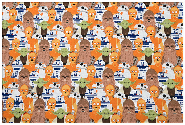 Yoda Chewbacca orange ! 1 Meter Medium Thickness Cotton Fabric, Fabric by Yard, Yardage Cotton Fabrics for  Style Garments