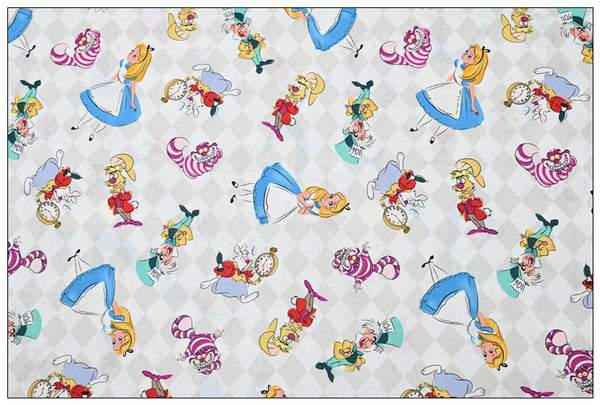 Alice in Wonderland 3 Prints! 1 Meter Plain Cotton Fabric by Yard, Yardage Cotton Fabrics for Style Bags