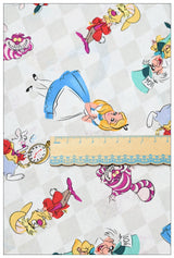 Alice in Wonderland 3 Prints! 1 Meter Plain Cotton Fabric by Yard, Yardage Cotton Fabrics for Style Bags