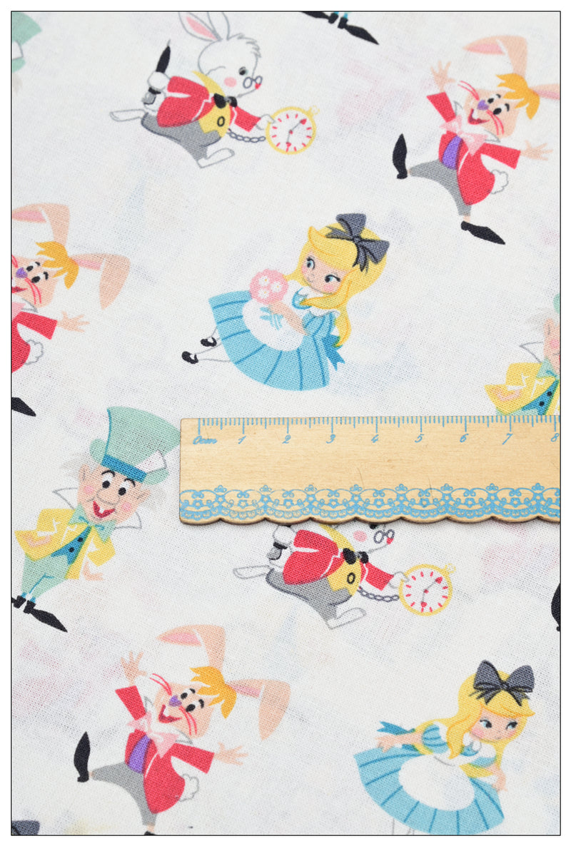 Alice in Wonderland 3 Prints! 1 Meter Plain Cotton Fabric by Yard, Yardage Cotton Fabrics for Style Bags