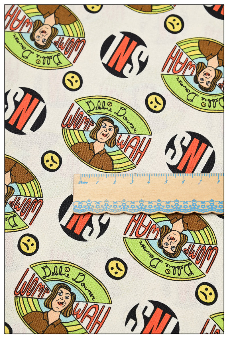 SNL Debbie Downer Cartoon! 1 Meter Plain Cotton Fabric by Yard, Yardage Cotton Fabrics for Style Bags