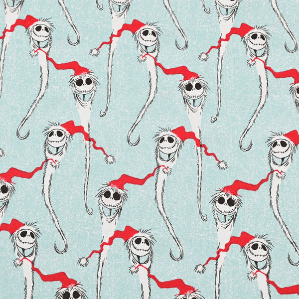 Skulls with Christmas Hat Jack Skellington the Nightmare Before Christmas! 1 Meter Medium Thickness Cotton by Yard, Yardage Cotton Fabrics