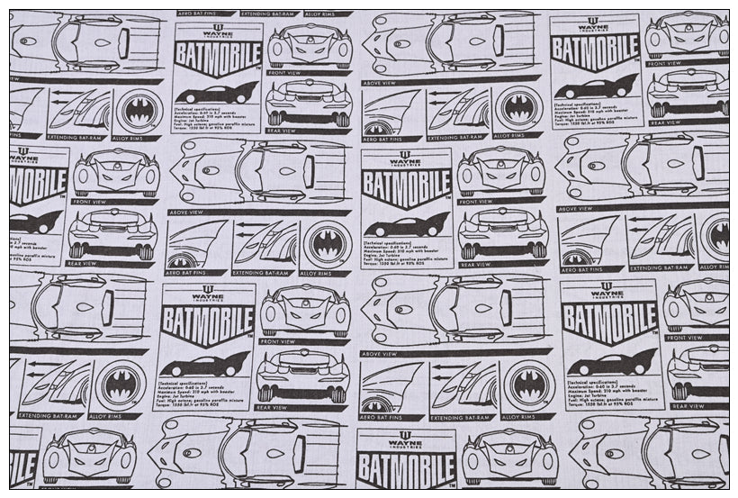 Wayne Industies Batmobile! 1 Meter Medium Thickness Printed Plain Cotton Fabric, Fabric by Yard, Yardage Batman Fabric