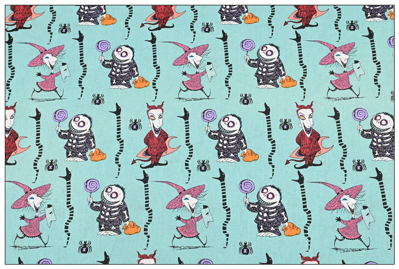 Snake Jack and Sally Barrel Nightmare beofre Christmas 2 prints! 1 Meter Medium Thickness Plain Cotton Fabric, Fabric by Yard, Yardage Cotton Fabrics for Clothes Crafts