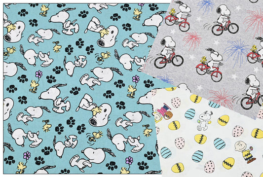 Snoopy 3 prints! 1 Meter Plain Cotton Fabric by Yard, Yardage Cotton Fabrics for Style Craft Bags