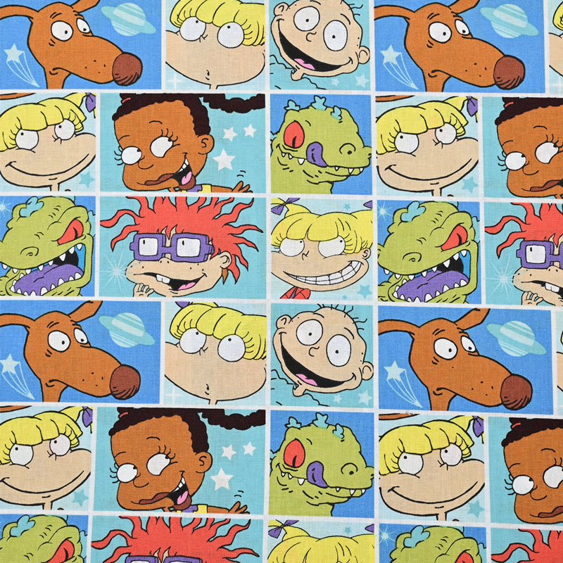 Rugrats All Characters Grid! 1 Meter Plain Cotton Fabric by Yard, Yardage Cotton Fabrics for Style Bags