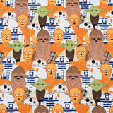 Yoda Chewbacca orange ! 1 Meter Medium Thickness Cotton Fabric, Fabric by Yard, Yardage Cotton Fabrics for  Style Garments