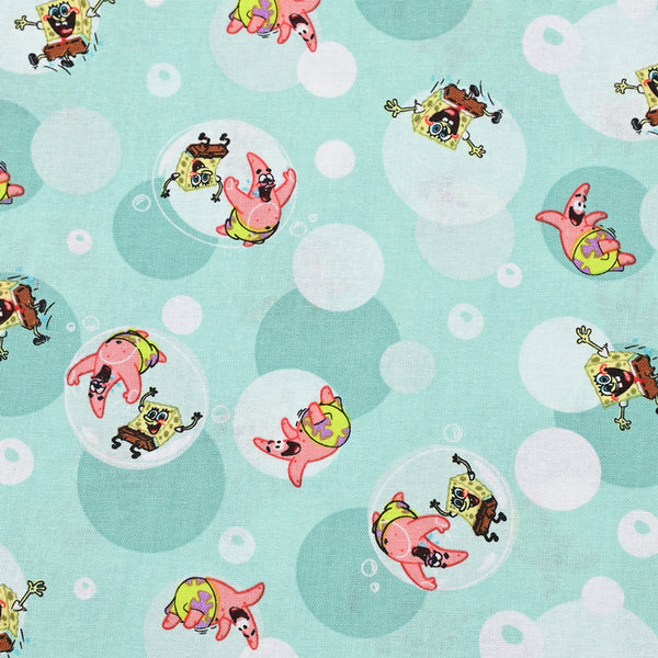 SpongeBob Squarepants Blue Bubbles! 1 Meter Plain Cotton Fabric by Yard, Yardage Cotton Fabrics for Style Bags