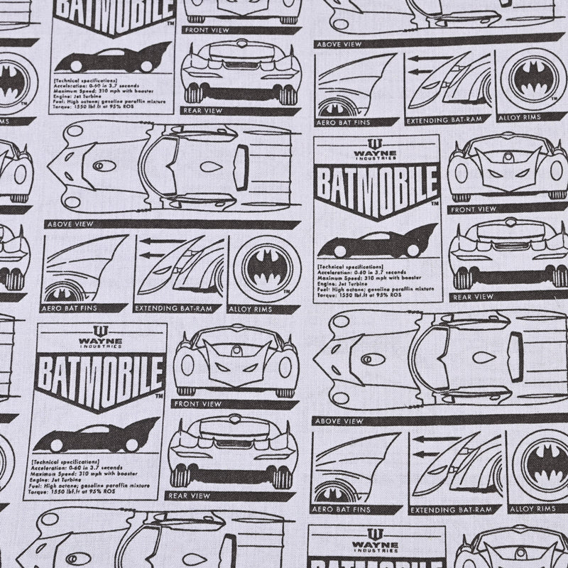 Wayne Industies Batmobile! 1 Meter Medium Thickness Printed Plain Cotton Fabric, Fabric by Yard, Yardage Batman Fabric