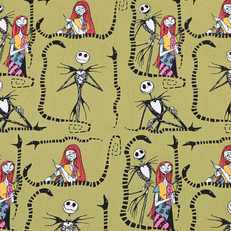 Snake Jack and Sally Barrel Nightmare beofre Christmas 2 prints! 1 Meter Medium Thickness Plain Cotton Fabric, Fabric by Yard, Yardage Cotton Fabrics for Clothes Crafts