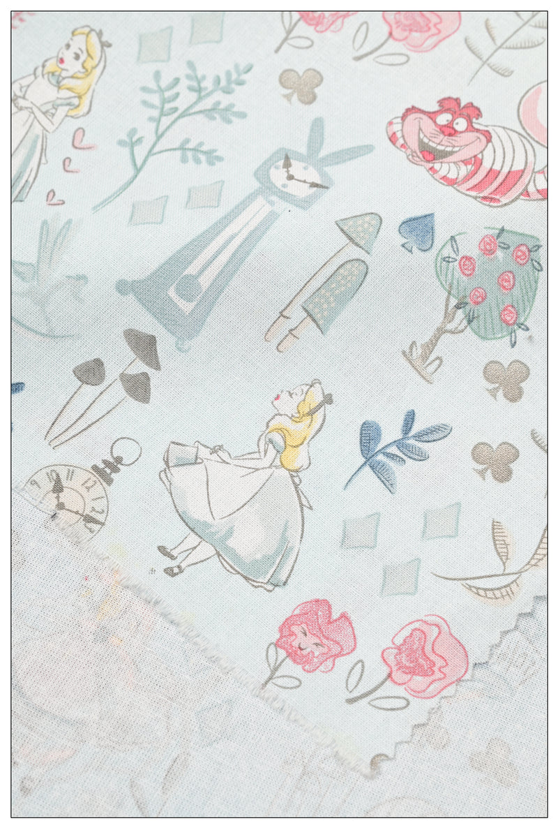 Alice in Wonderland 3 Prints! 1 Meter Plain Cotton Fabric by Yard, Yardage Cotton Fabrics for Style Bags