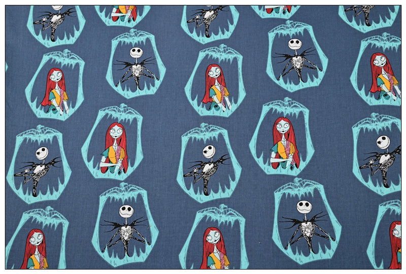 Jack and Sally Nightmare beofre Christmas 3 prints! 1 Meter Medium Thickness Plain Cotton Fabric, Fabric by Yard, Yardage Cotton Fabrics for Clothes Crafts