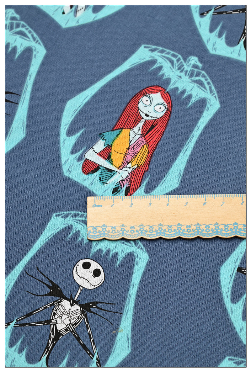 Jack and Sally Nightmare beofre Christmas 3 prints! 1 Meter Medium Thickness Plain Cotton Fabric, Fabric by Yard, Yardage Cotton Fabrics for Clothes Crafts