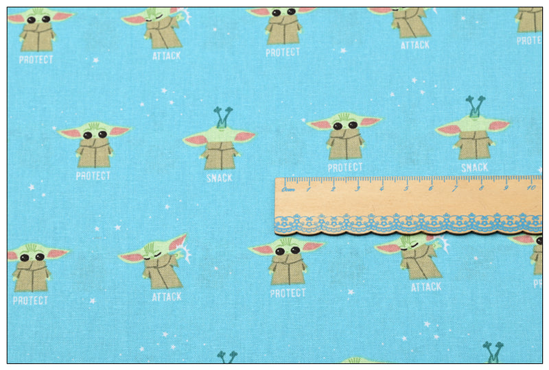 Yoda Adorable cartoon ! 1 Meter Medium Thickness Cotton Fabric, Fabric by Yard, Yardage Cotton Fabrics for  Style Garments