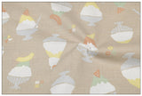 Ice-Cream Japanese Style blue! 1 Meter Medium Summer Slub Cotton Floral Fabric by Yard, Yardage Cotton Fabrics Style Garments, Bags