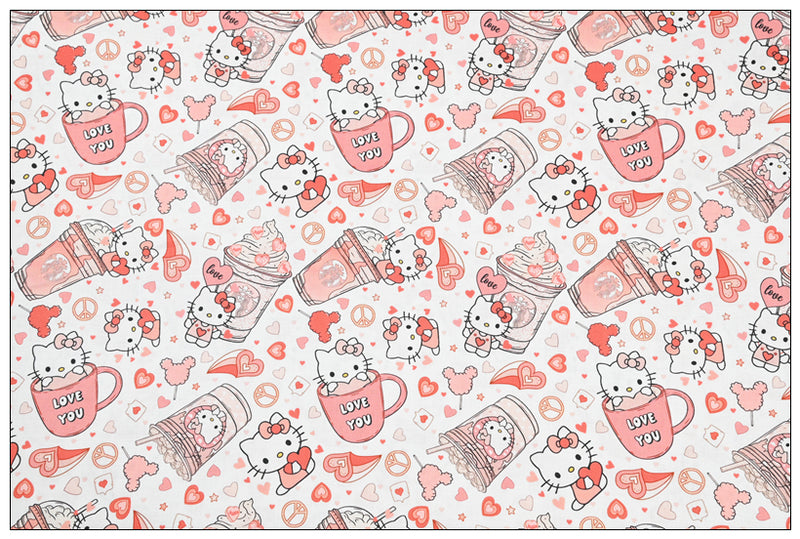 Hello Kitty 6 prints! 1 Yard Printed Cotton Fabric, Fabric by Yard, Yardage Bag Fabrics, Children Fabrics, Kids, Japanese