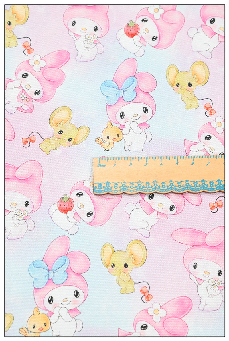 Kuromi and My Melody 4 prints! 1 Yard Printed Cotton Fabric, Fabric by Yard, Yardage Bag Fabrics, Children Fabrics, Kids, Japanese