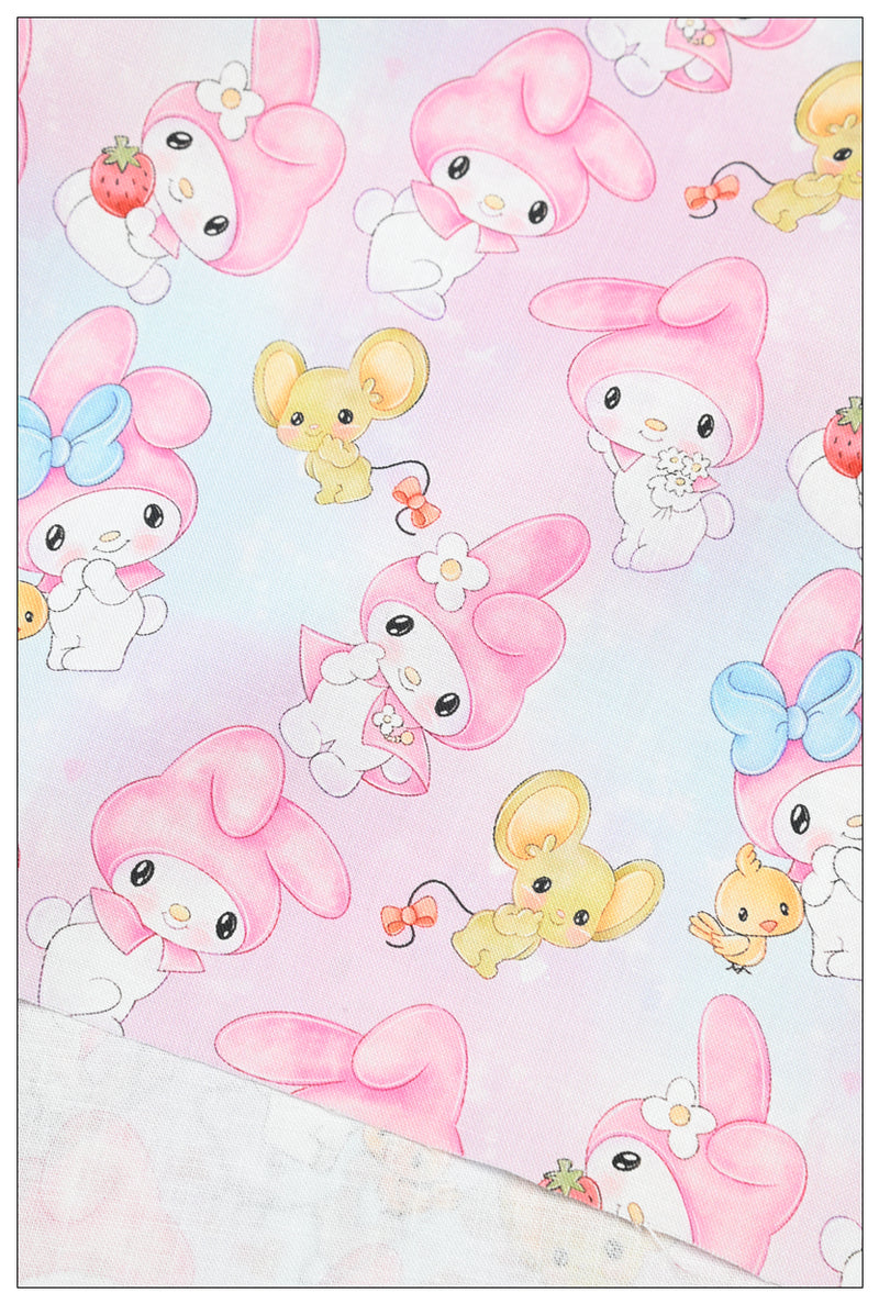 Kuromi and My Melody 4 prints! 1 Yard Printed Cotton Fabric, Fabric by Yard, Yardage Bag Fabrics, Children Fabrics, Kids, Japanese