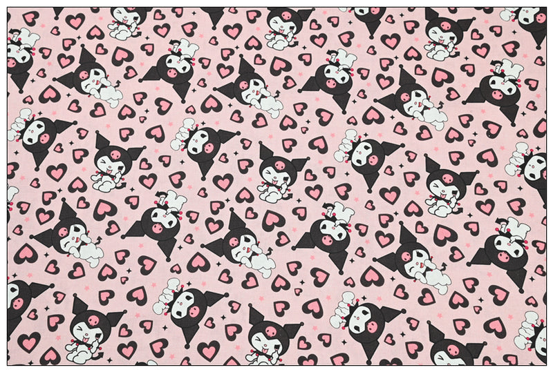 Kuromi and My Melody 4 prints! 1 Yard Printed Cotton Fabric, Fabric by Yard, Yardage Bag Fabrics, Children Fabrics, Kids, Japanese