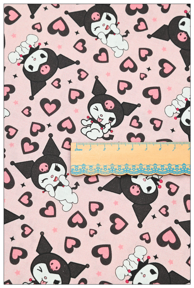 Kuromi and My Melody 4 prints! 1 Yard Printed Cotton Fabric, Fabric by Yard, Yardage Bag Fabrics, Children Fabrics, Kids, Japanese