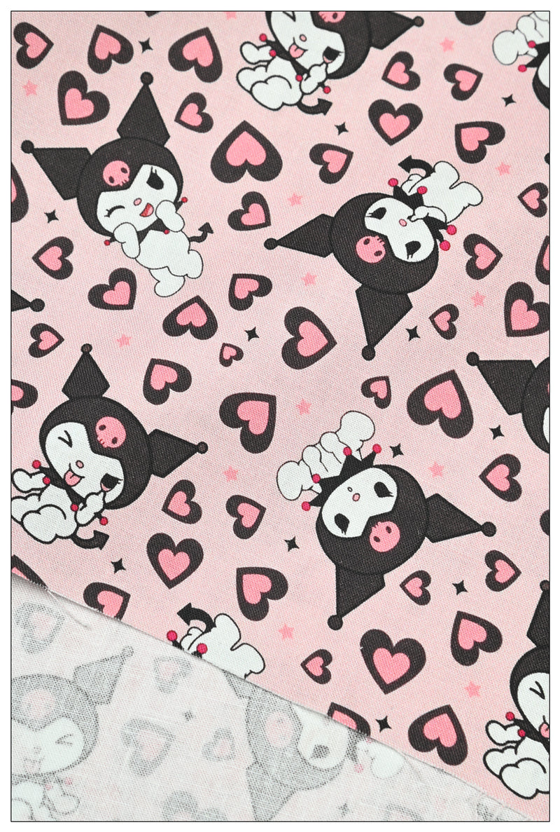 Kuromi and My Melody 4 prints! 1 Yard Printed Cotton Fabric, Fabric by Yard, Yardage Bag Fabrics, Children Fabrics, Kids, Japanese