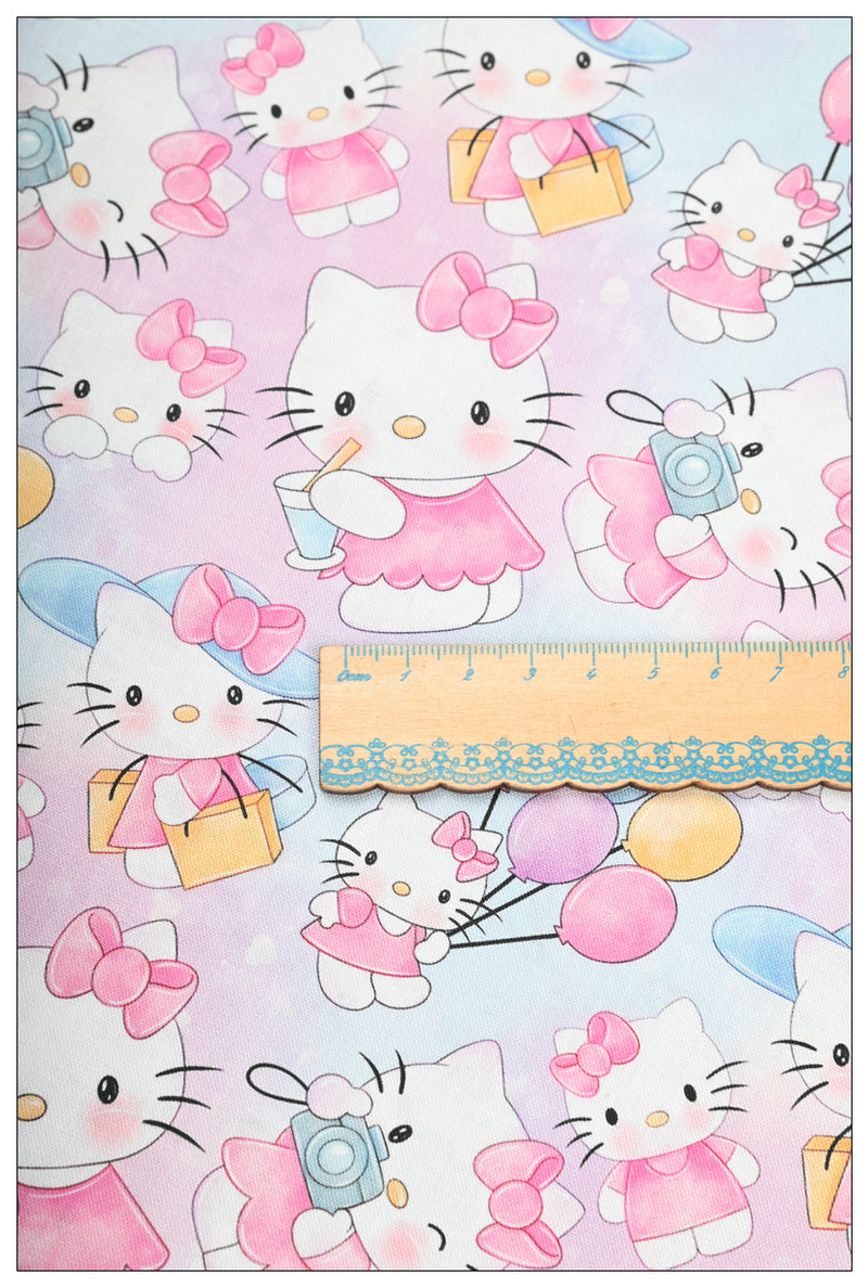 Hello Kitty 6 prints! 1 Yard Printed Cotton Fabric, Fabric by Yard, Yardage Bag Fabrics, Children Fabrics, Kids, Japanese