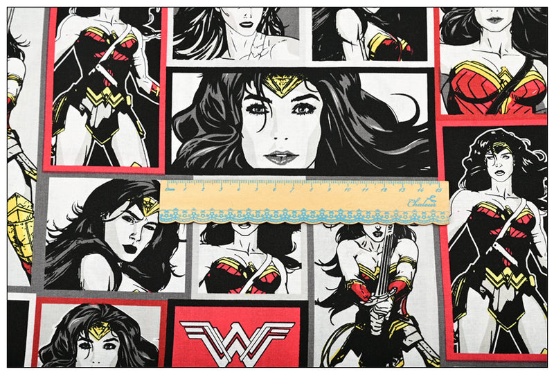 Save the Day Wonder Woman 2 prints! 1 yard Top Quality Medium Thickness Plain Cotton Fabric, Fabric by Yard, Avenger 2303