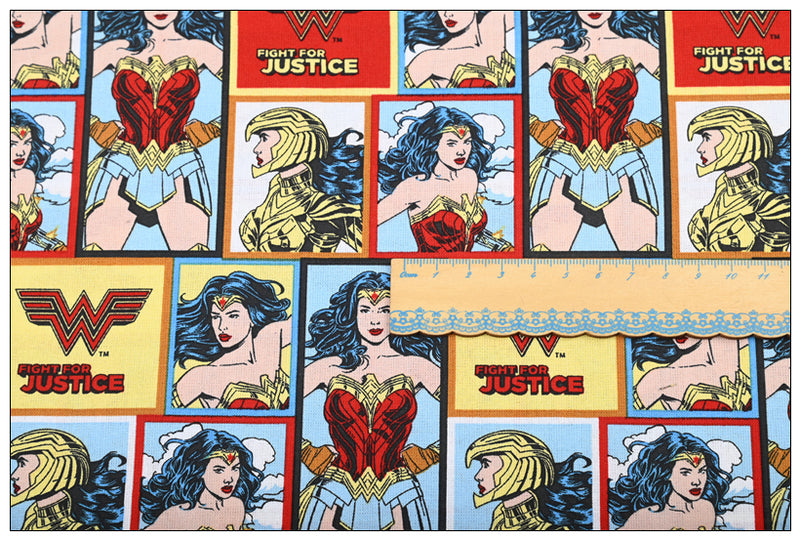 Save the Day Wonder Woman 2 prints! 1 yard Top Quality Medium Thickness Plain Cotton Fabric, Fabric by Yard, Avenger 2303