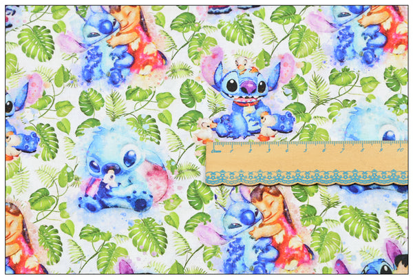 Lilo and Stitch 4 prints! 1 Yard Printed Cotton Fabric by Yard, Yardage Fabrics, Children  Kids 2103