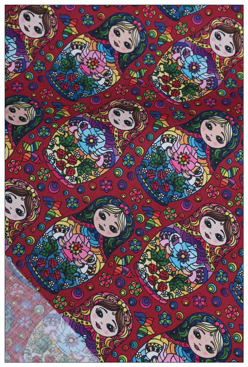 Russian Matryoshka doll and Flowers! 1 Yard Medium Thickness Plain Cotton Fabric, Fabric by Yard, Yardage Cotton Fabrics for Clothes Crafts