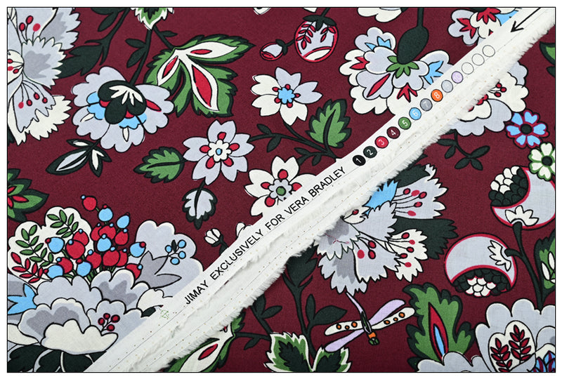 Bordeaux blooms vera brad Retired Pattern! 1 Yard Quality Printed Cotton,  Fabrics by Yard, Fabric Yardage Floral Fabrics Matching Fabrics 202010