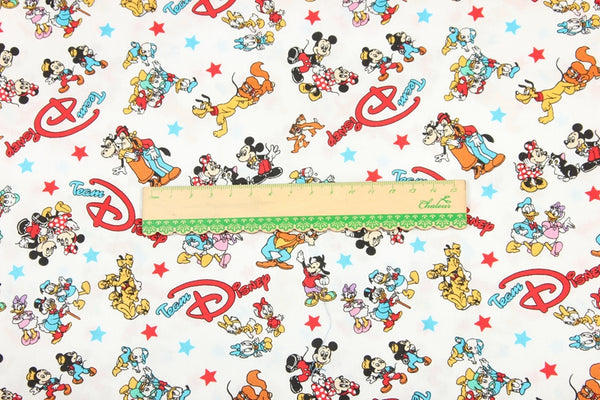 Team Disney characters! 1 Meter Light weight Cotton Fabric, Fabric by Yard, Yardage Cotton Fabrics for  Style Garments, Bags