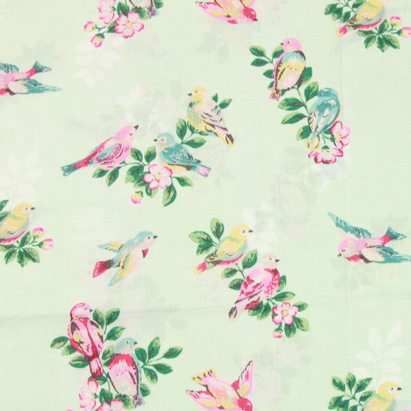 Bird and Flowers green ! 1 Meter Medium- Thickness Plain Cotton Fabric, Fabric by Yard, Yardage Cotton Fabrics for Clothes Crafts