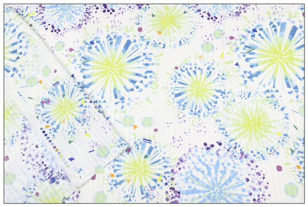 Fireworks Pattern Japanese Style Retro! 1 Meter Medium Summer Slub Cotton Floral Fabric by Yard, Yardage Cotton Fabrics Style Garments, Bags