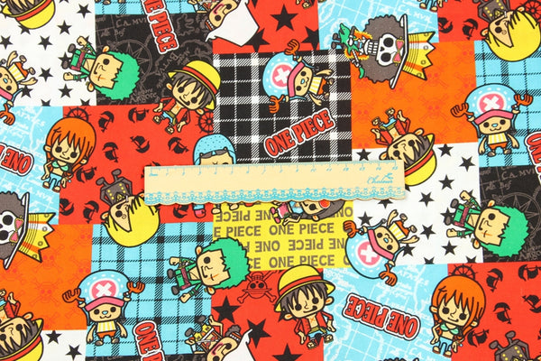 One Piece Luffy Cartoon Japanese Cartoon 2 Colors! 1 Meter Printed Cotton Fabric, Fabric by Yard, Yardage Fabrics, Children  Kids