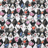 Checks Diamonds Alice's Adventures in Wonderland 2 Colors! 1 Meter Medium Printed Cotton Fabric, Fabric by Yard, Yardage Cotton Bag Fabrics Alice Poker