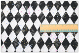 Checks Diamonds Alice's Adventures in Wonderland 2 Colors! 1 Meter Medium Printed Cotton Fabric, Fabric by Yard, Yardage Cotton Bag Fabrics Alice Poker