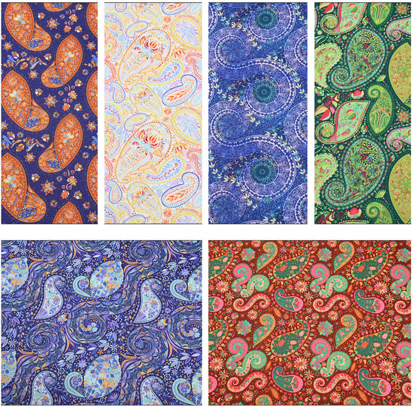 Retro Paisley Pattern Collection 9 Prints! 1 Yard Medium Cotton Fabric, Fabric by Half Yard for Style Clothes, Bags