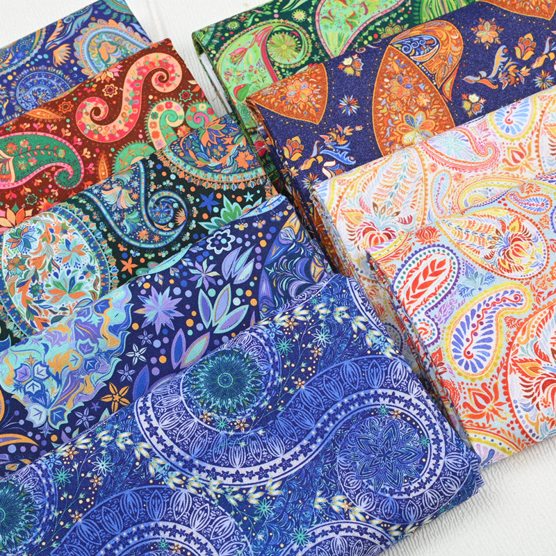 Paisley Pattern Collection 9 Prints! 1 Yard Medium Cotton Fabric, Fabric by Half Yard for Style Clothes, Bags