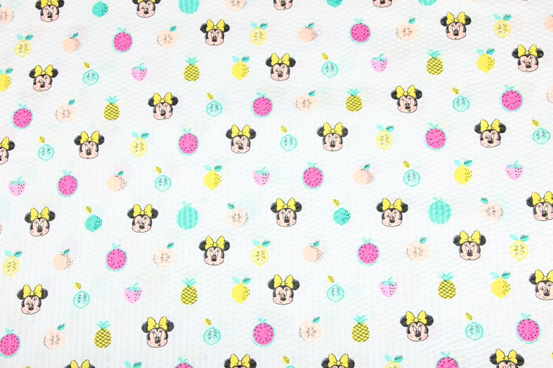 Minnie and Fruit! 1 Meter Medium Thicknessa Seersucker Cotton Fabric by Yard, Yardage Fabrics for Shirts, Summer Fabrics