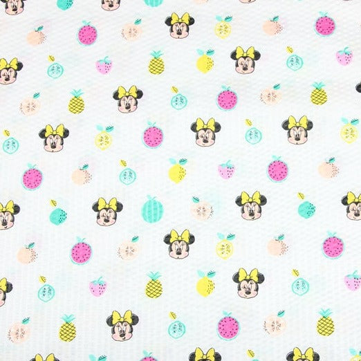 Minnie and Fruit! 1 Meter Medium Thicknessa Seersucker Cotton Fabric by Yard, Yardage Fabrics for Shirts, Summer Fabrics