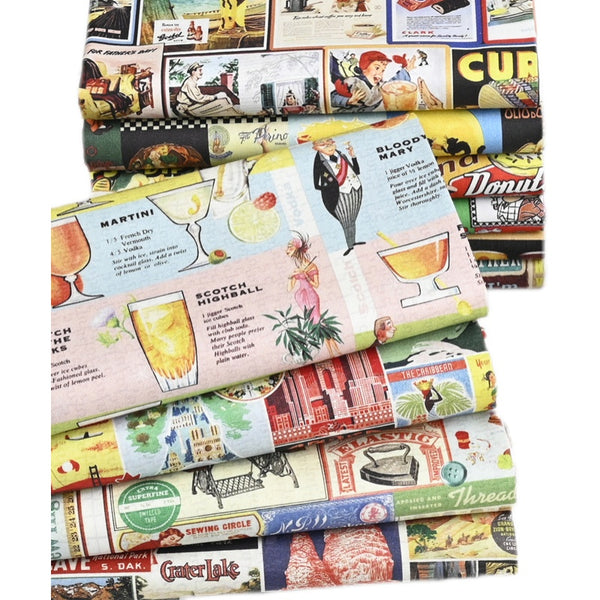 American Retro Pictures Commertial Posters Collection 11 prints! Half Meter Medium Thickness Cotton-Linen Fabric, Fabric by Half Yard for Style Clothes, Bags