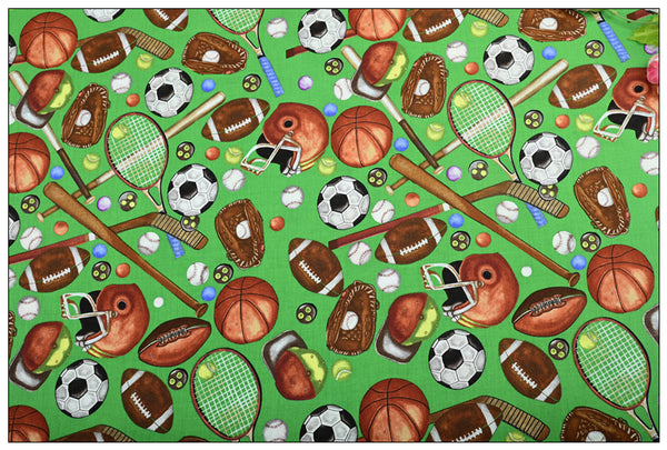 Balls Games Sports 4 prints! 1 Meter Medium Thickness Plain Cotton Fabric, Fabric by Yard, Yardage Cotton Fabrics for  Style Garments, Bags