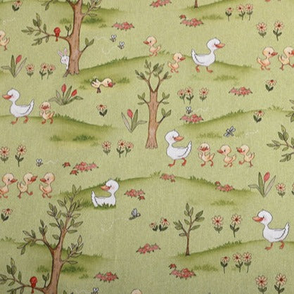 Adorable Ducks green! 1 Meter Medium Weight Plain Cotton Fabric, Fabric by Yard, Yardage Cotton Fabrics for  Style Garments, Bags