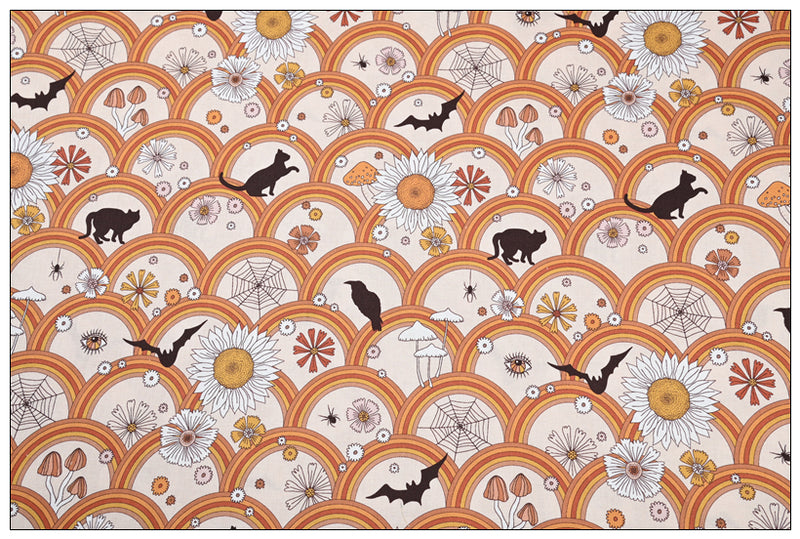 Black Cat Halloween Themed 2 print! 1 Yard Medium Thickness Plain Cotton Fabric, Fabric by Yard, Yardage Cotton Fabrics for Clothes Crafts