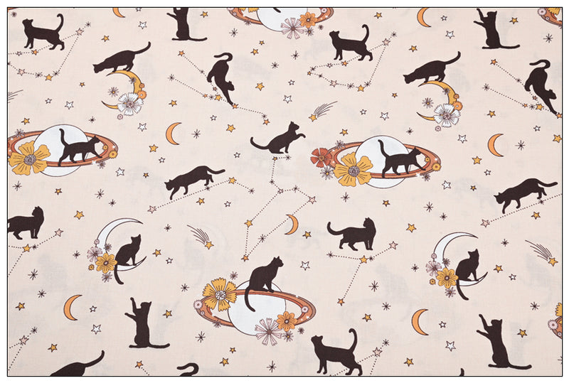 Black Cat Halloween Themed 2 print! 1 Yard Medium Thickness Plain Cotton Fabric, Fabric by Yard, Yardage Cotton Fabrics for Clothes Crafts