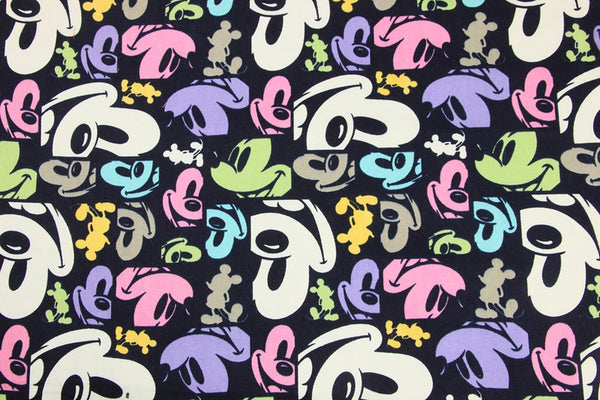 Mickey Mouse's Grin Face! 1 Meter Medium+ Thickness Twill Cotton Fabric, Fabric by Yard, Yardage Cotton Fabrics for  Style Garments, Bags