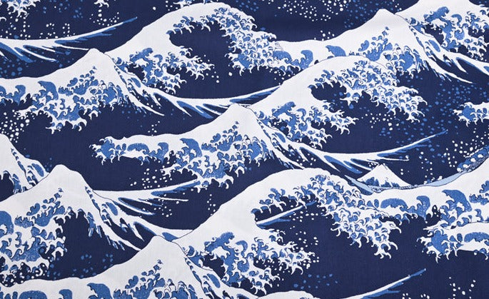 神奈川沖浪裏 Great Wave Japanese Ukiyo-e! 1 Meter Quality Printed Cotton, Fabrics by Yard, Fabric Yardage Floral Fabrics Japanese Style